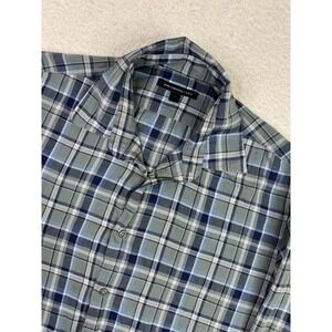 John Varvatos Shirt Mens Medium Blue‎ Plaid Lightweight Long Sleeve Button Up